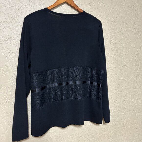 Misook Womens Lace Tie Front Classic Jacket Black Size Medium - Picture 6 of 6